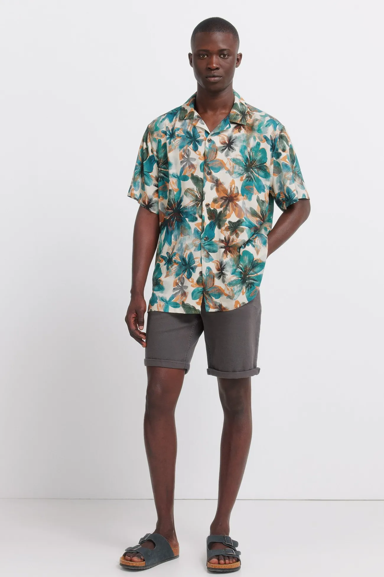 Bermuda 5 poches coupe slim délavée