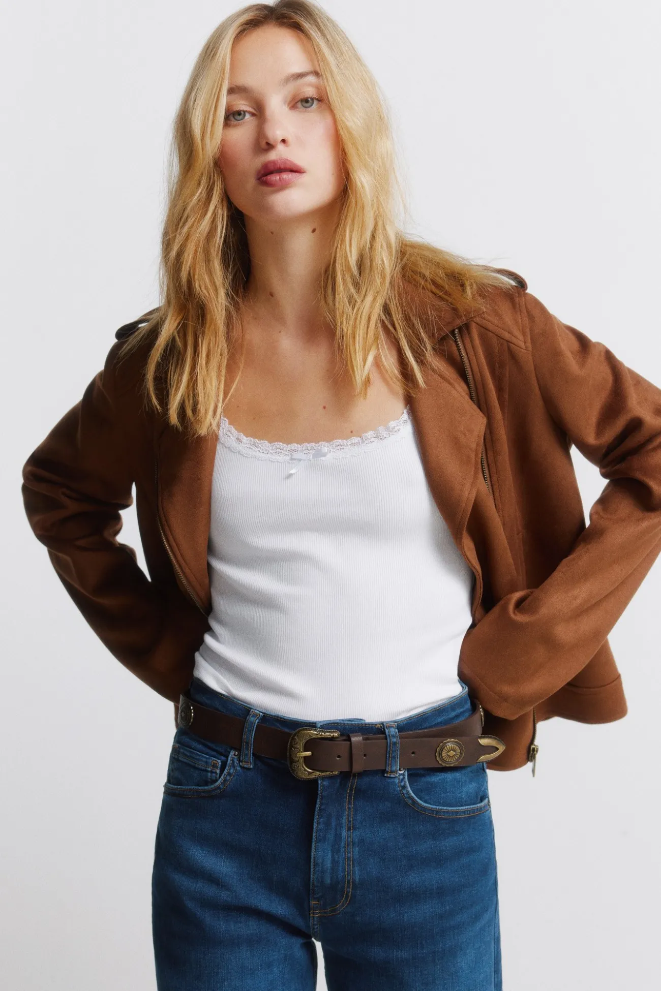 Blouson en daim avec passants