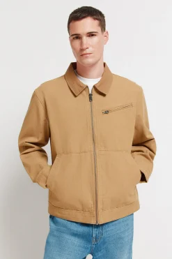Blouson lavé à contraste en coton
