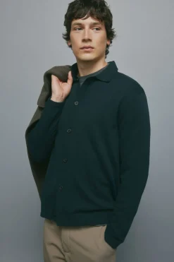 Cardigan boutonn&eacute; &agrave; col polo
