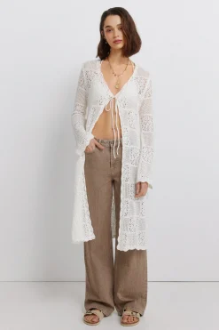 Cardigan long en pointelle