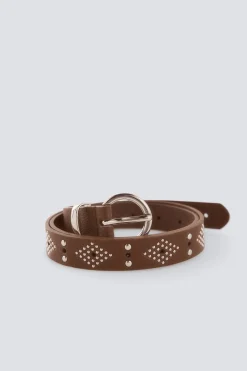 Ceinture boucle ronde &agrave; clous