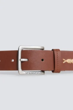 Ceinture effet cuir à motifs ethniques