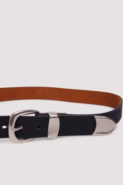 Ceinture effet cuir avec pointe en métal
