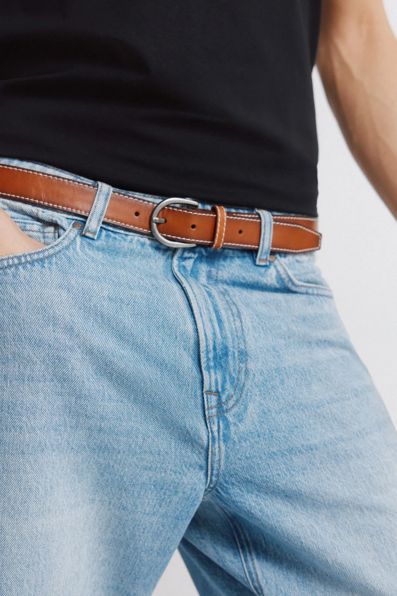 Ceinture effet cuir surpiquée