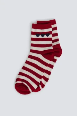 Chaussettes longues &agrave; rayures c&oelig;urs