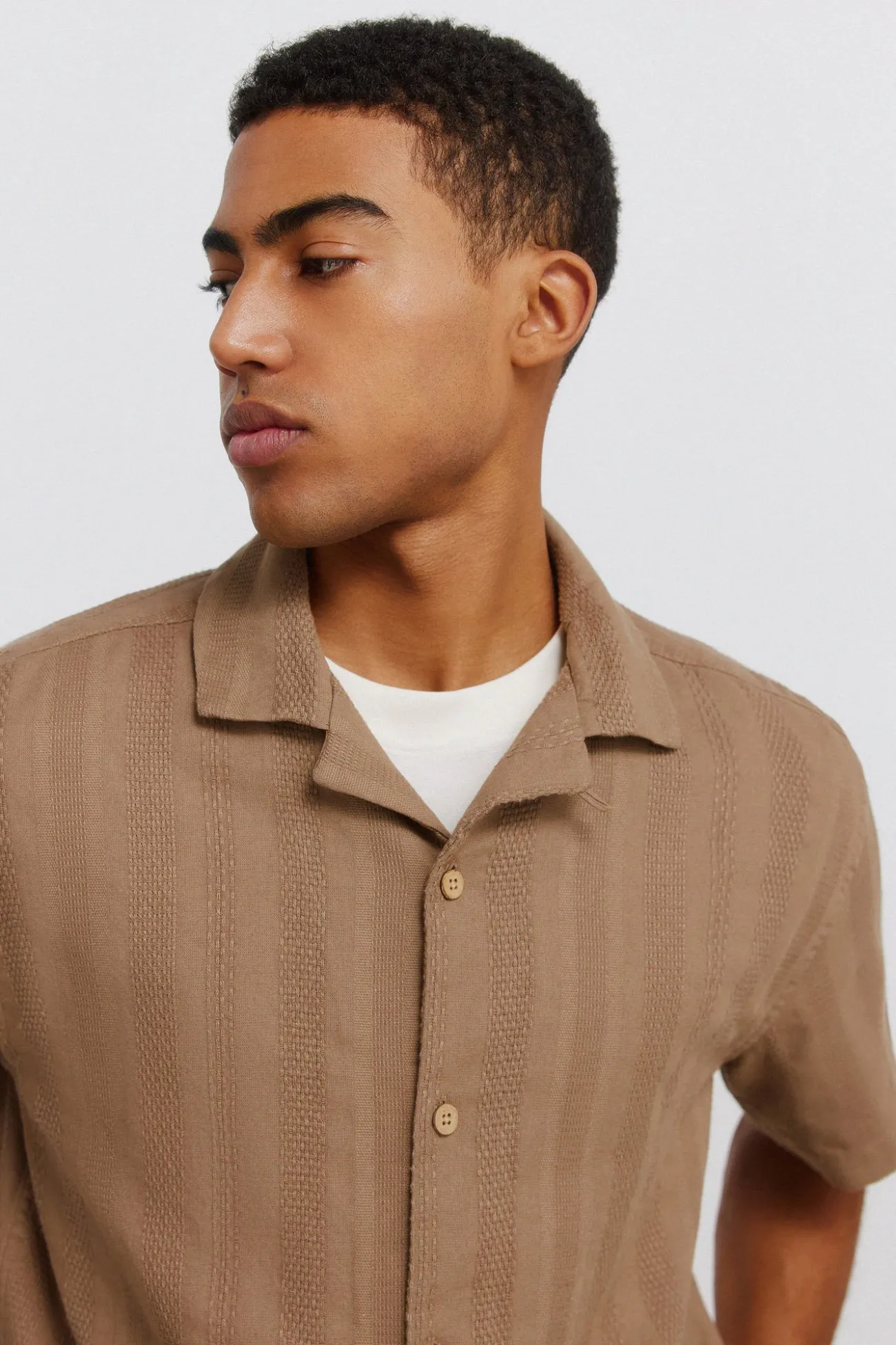 Chemise bowling manches courtes jacquard