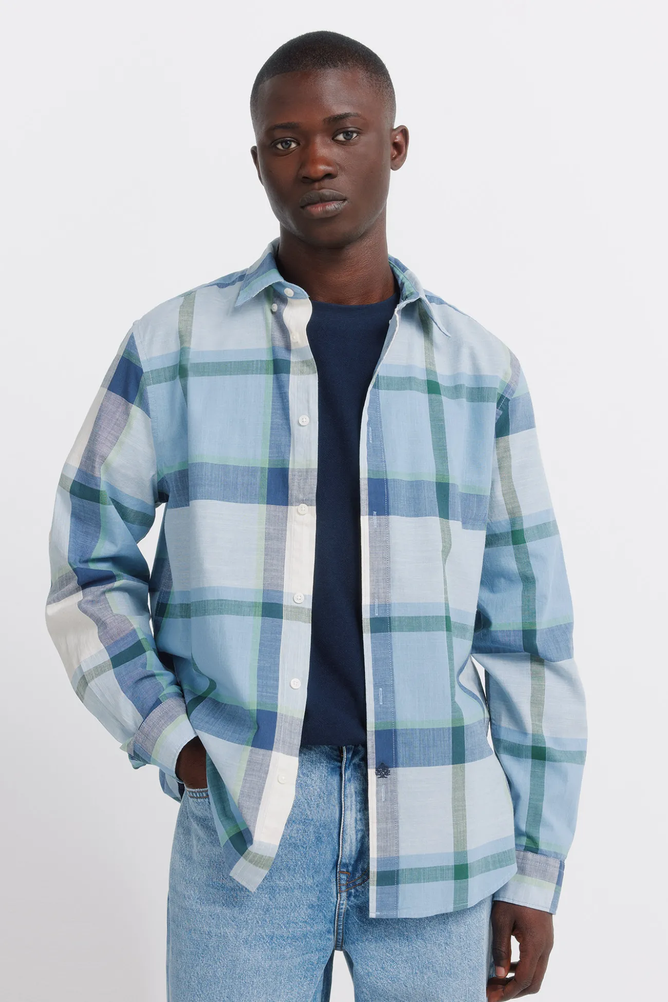Chemise en coton à carreaux légère