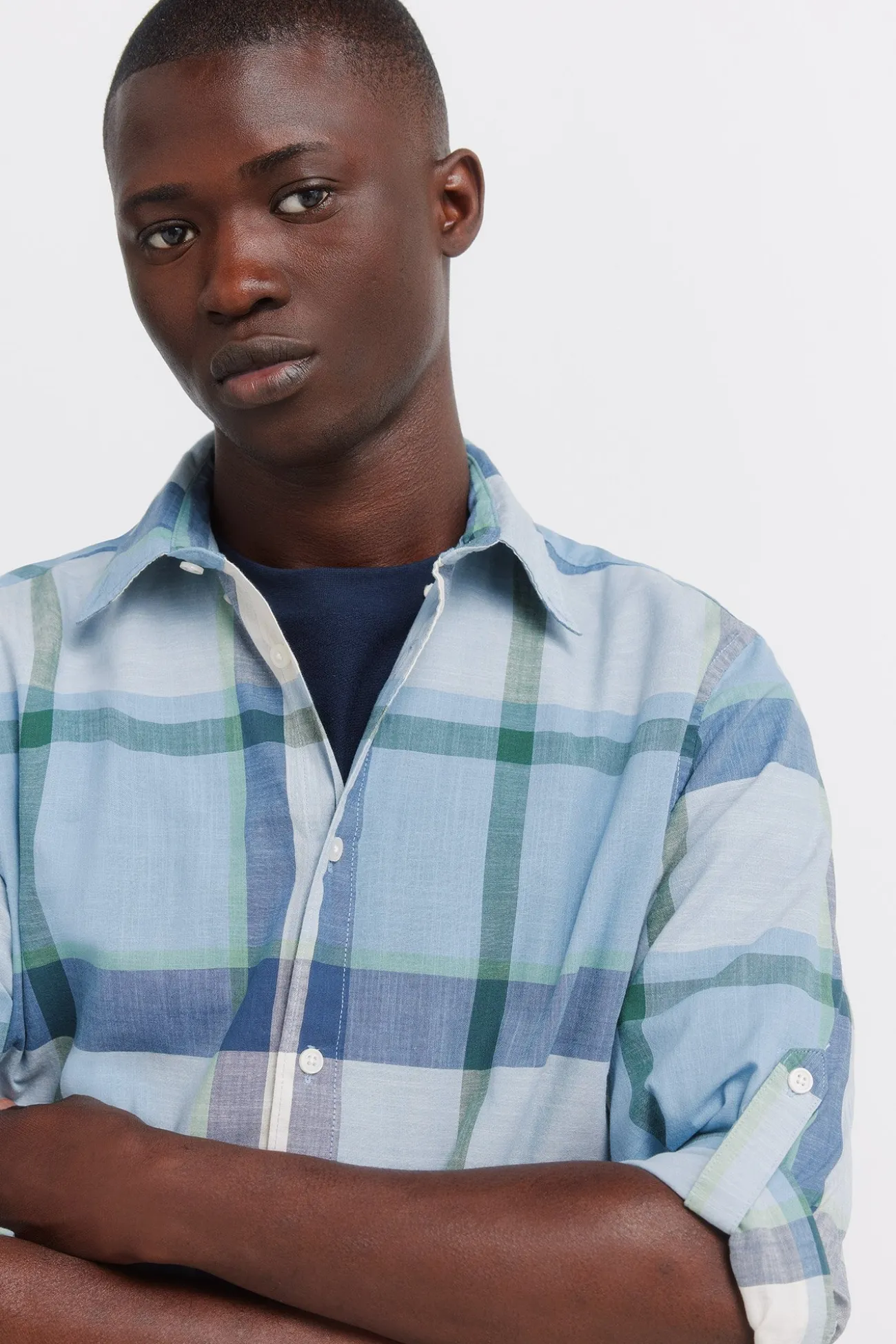 Chemise en coton à carreaux légère