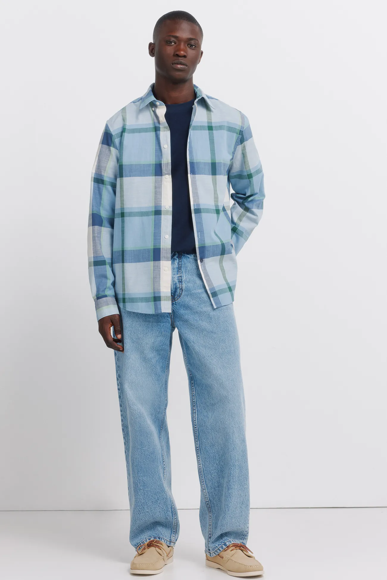 Chemise en coton à carreaux légère