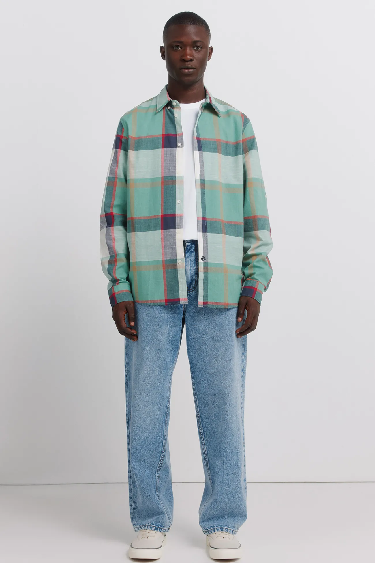 Chemise en coton à carreaux légère