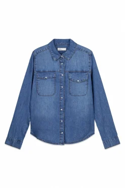 Chemise en jean avec poches en coton