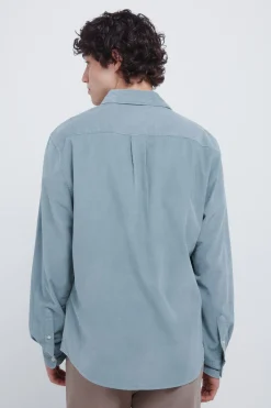Chemise en micro velours côtelé côtelé