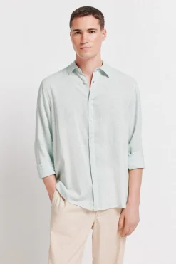 Chemise fil à fil en lin et viscose