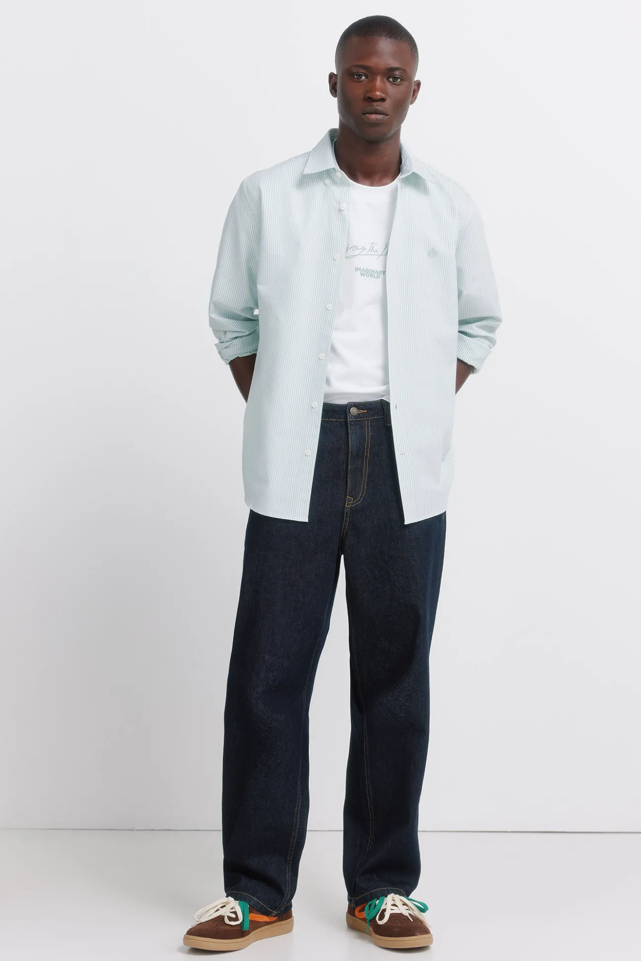 Chemise oxford à rayures infroissable