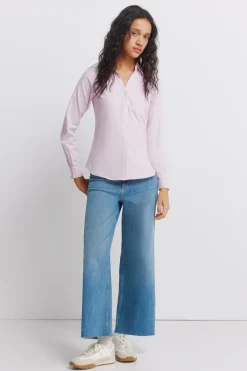 Chemise Oxford en coton &agrave; col en V