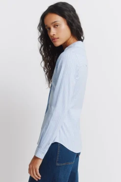 Chemise Oxford en coton &agrave; col en V