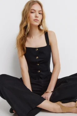 Haut gilet en lin noir