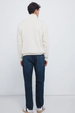 Jeans coupe r&eacute;guli&egrave;re d&eacute;lav&eacute; fonc&eacute;