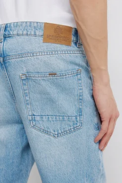 Jeans d&eacute;lav&eacute; moyen clair coupe droite