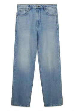 Jeans d&eacute;lav&eacute; moyen clair coupe droite