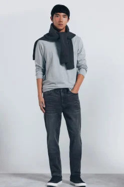Jeans skinny délavé gris foncé