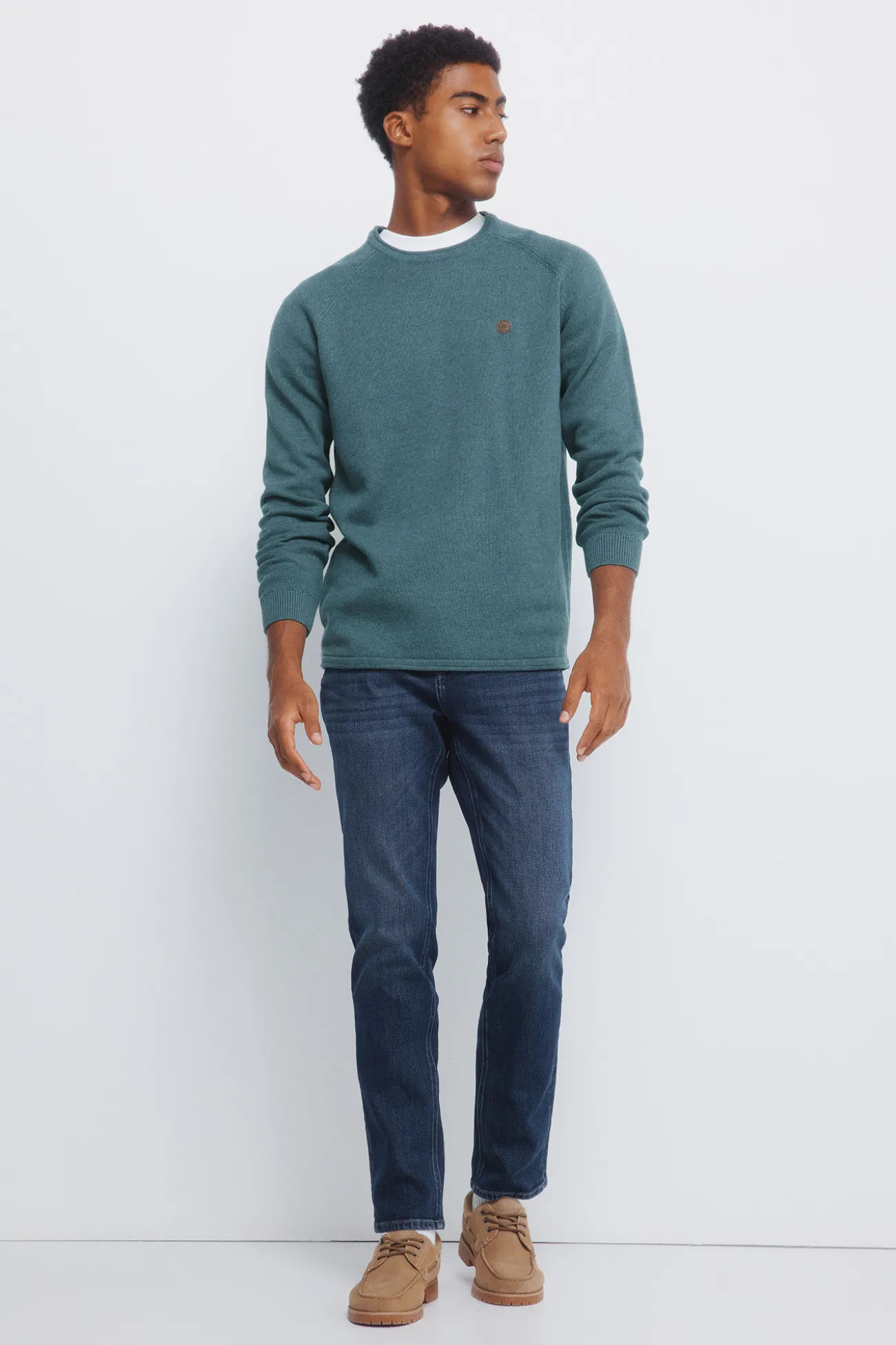 Jeans slim délavé moyennement foncé
