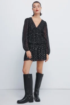 Jupe &agrave; smocks en lurex