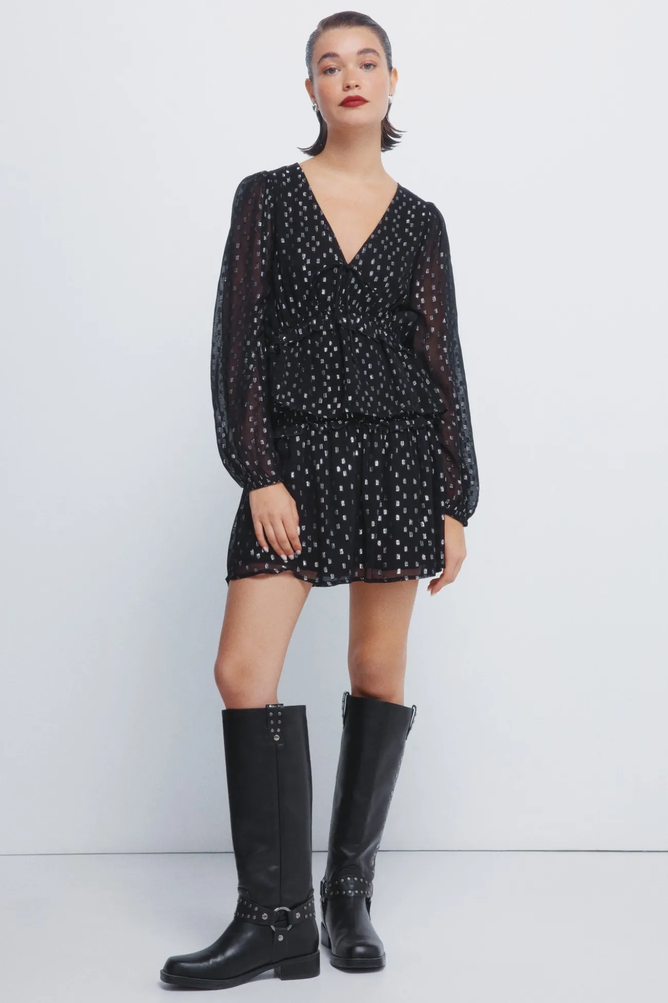 Jupe à smocks en lurex