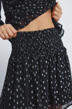 Jupe à smocks en lurex