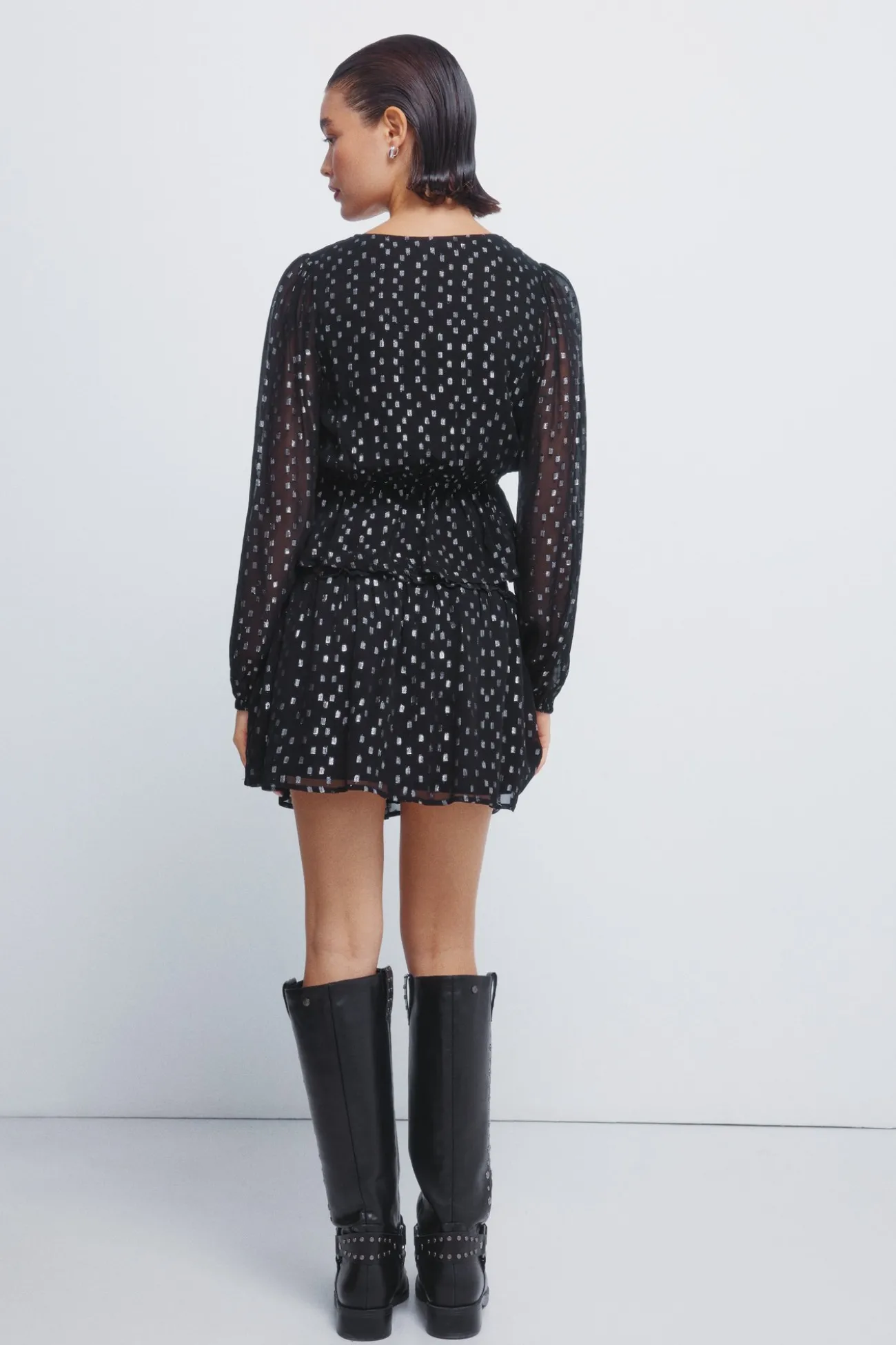 Jupe à smocks en lurex