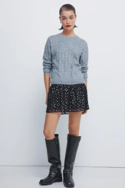 Jupe à smocks en lurex