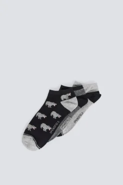 Lot de 3 chaussettes cheville &agrave; hippopotames