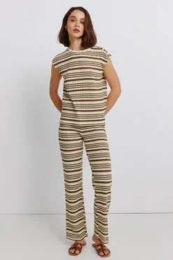 Pantalon en tricot à rayures