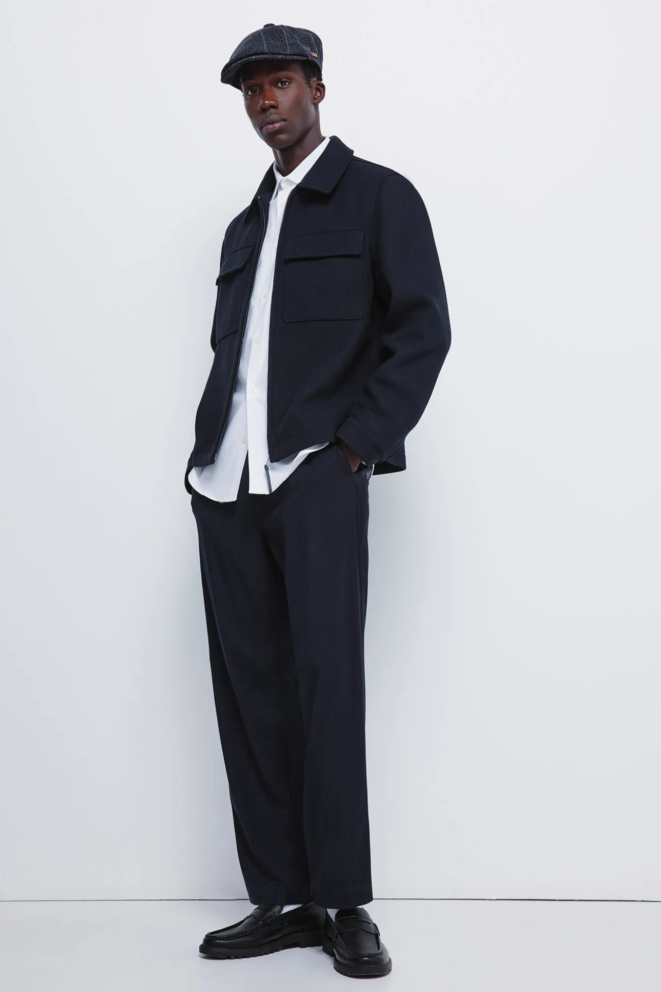 Pantalon rayures coupe droite