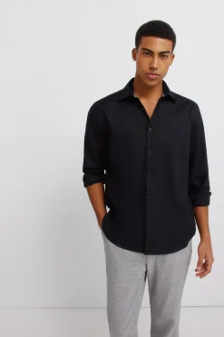 Pantalon slim fit confortable en lin structur&eacute;