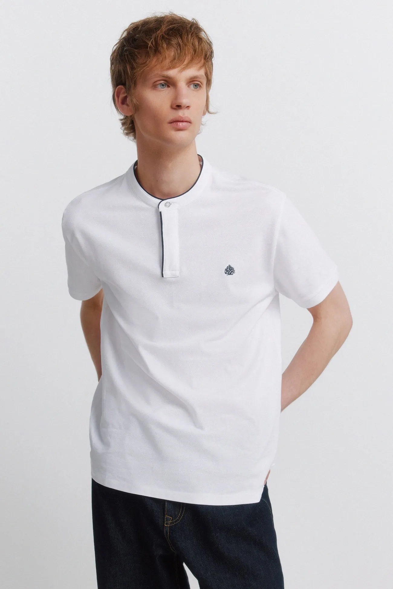 Polo piqué col mao slim fit