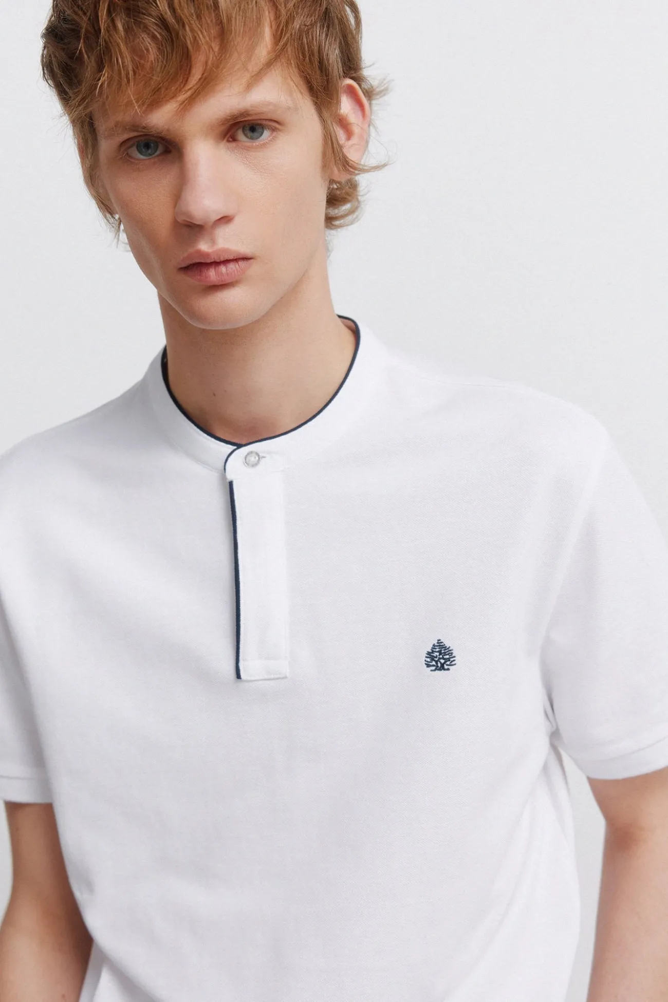 Polo piqué col mao slim fit