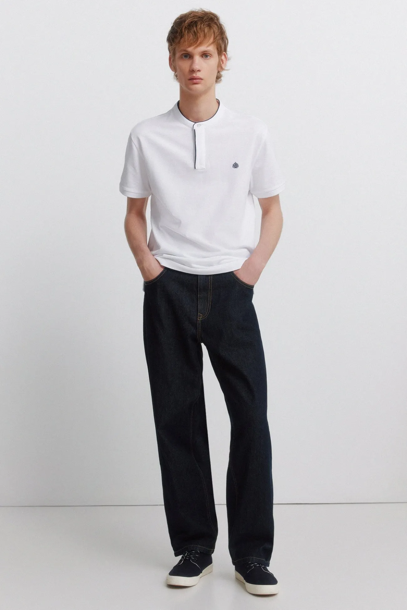 Polo piqué col mao slim fit