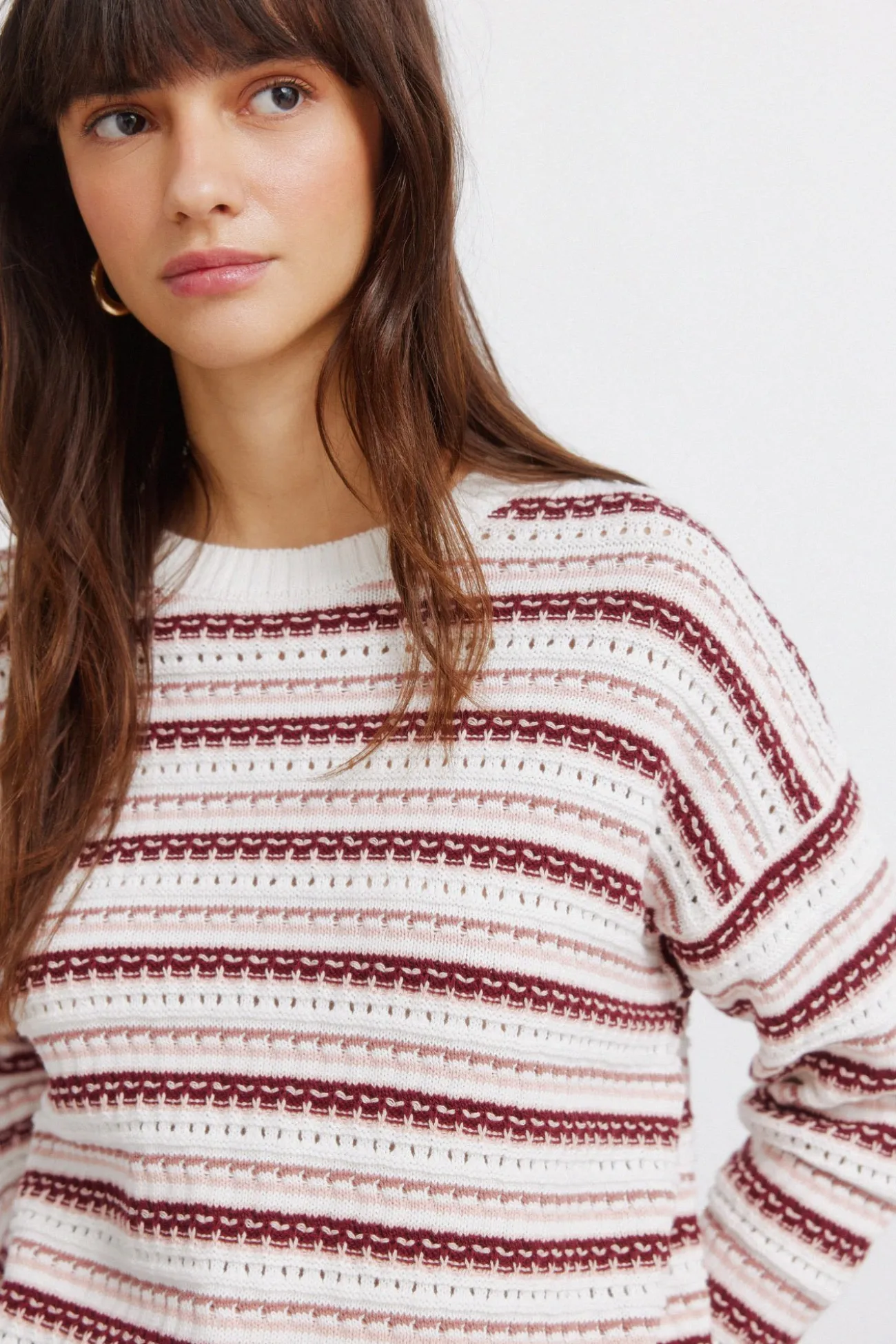 Pull en maille structurée à rayures