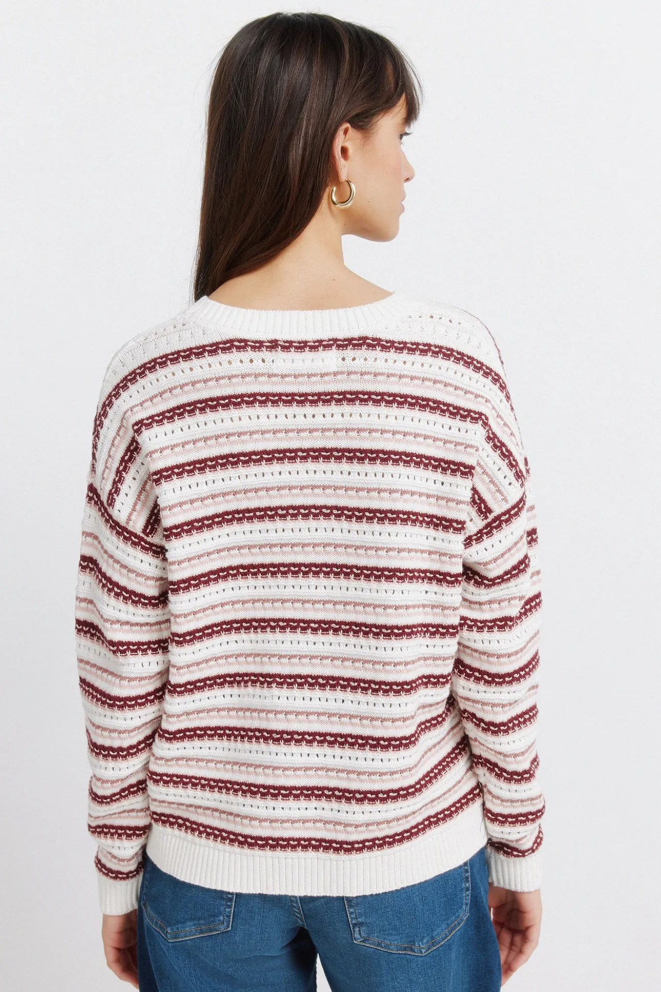 Pull en maille structurée à rayures