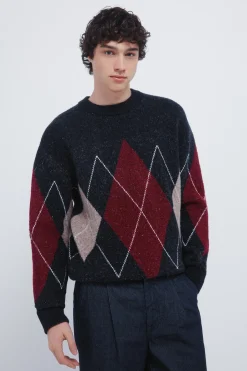 Pull fantaisie à motifs de losanges