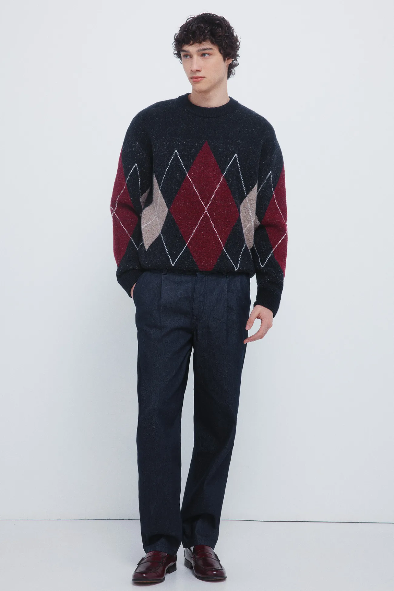 Pull fantaisie à motifs de losanges