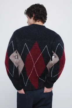 Pull fantaisie à motifs de losanges