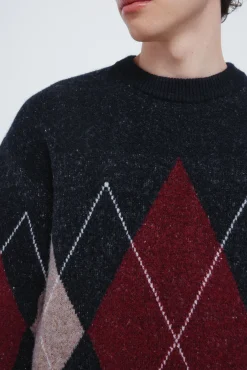 Pull fantaisie à motifs de losanges