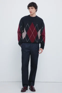 Pull fantaisie à motifs de losanges