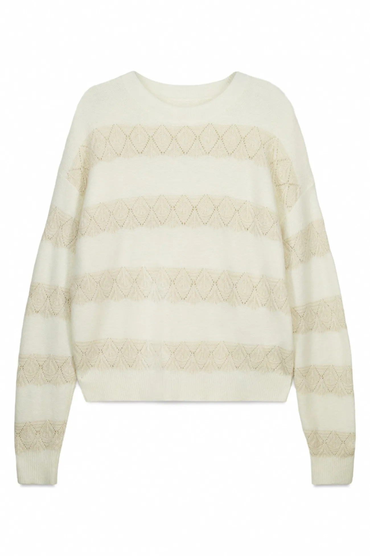 Pull pointelle rayures lurex