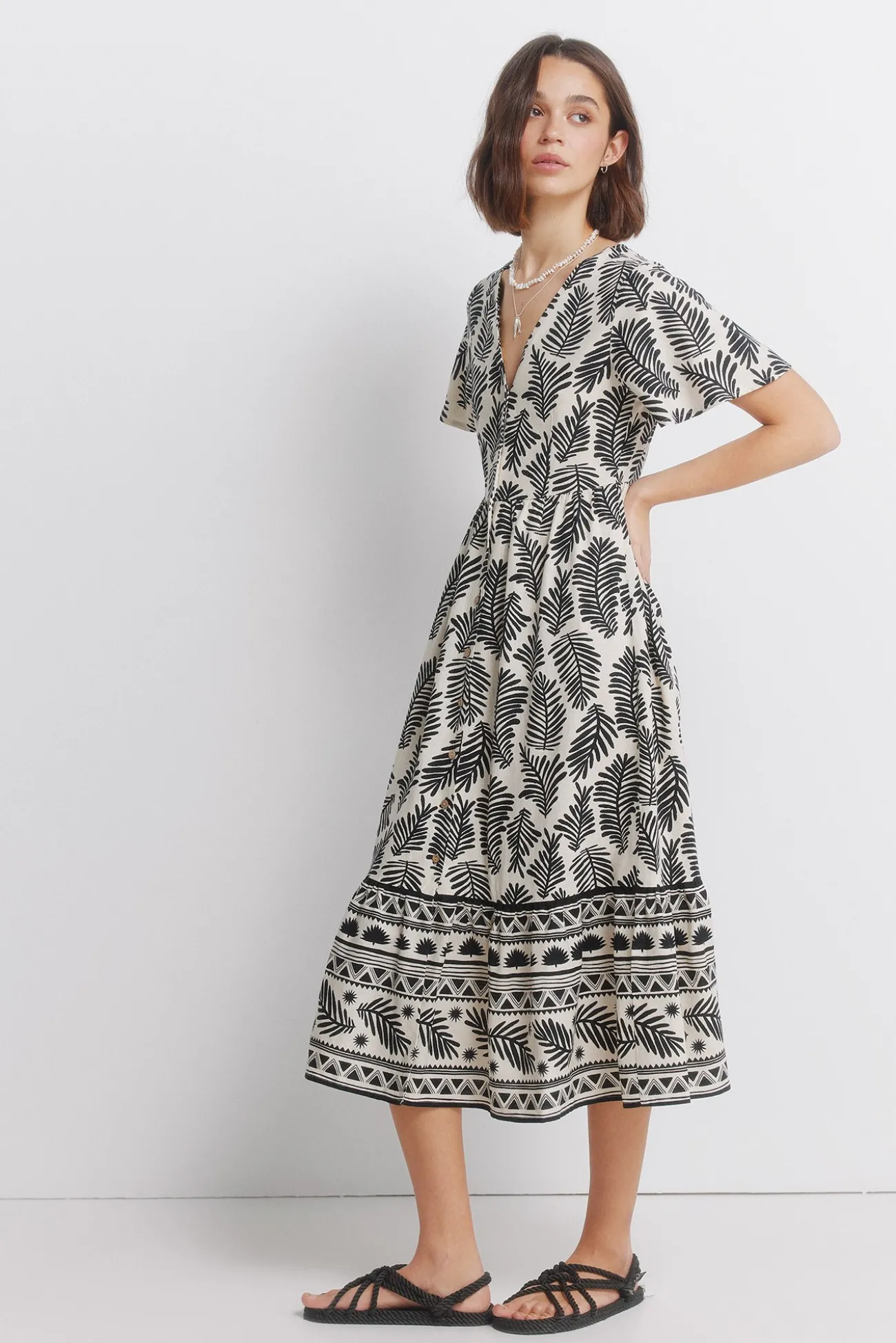 Robe chemise midi imprimée