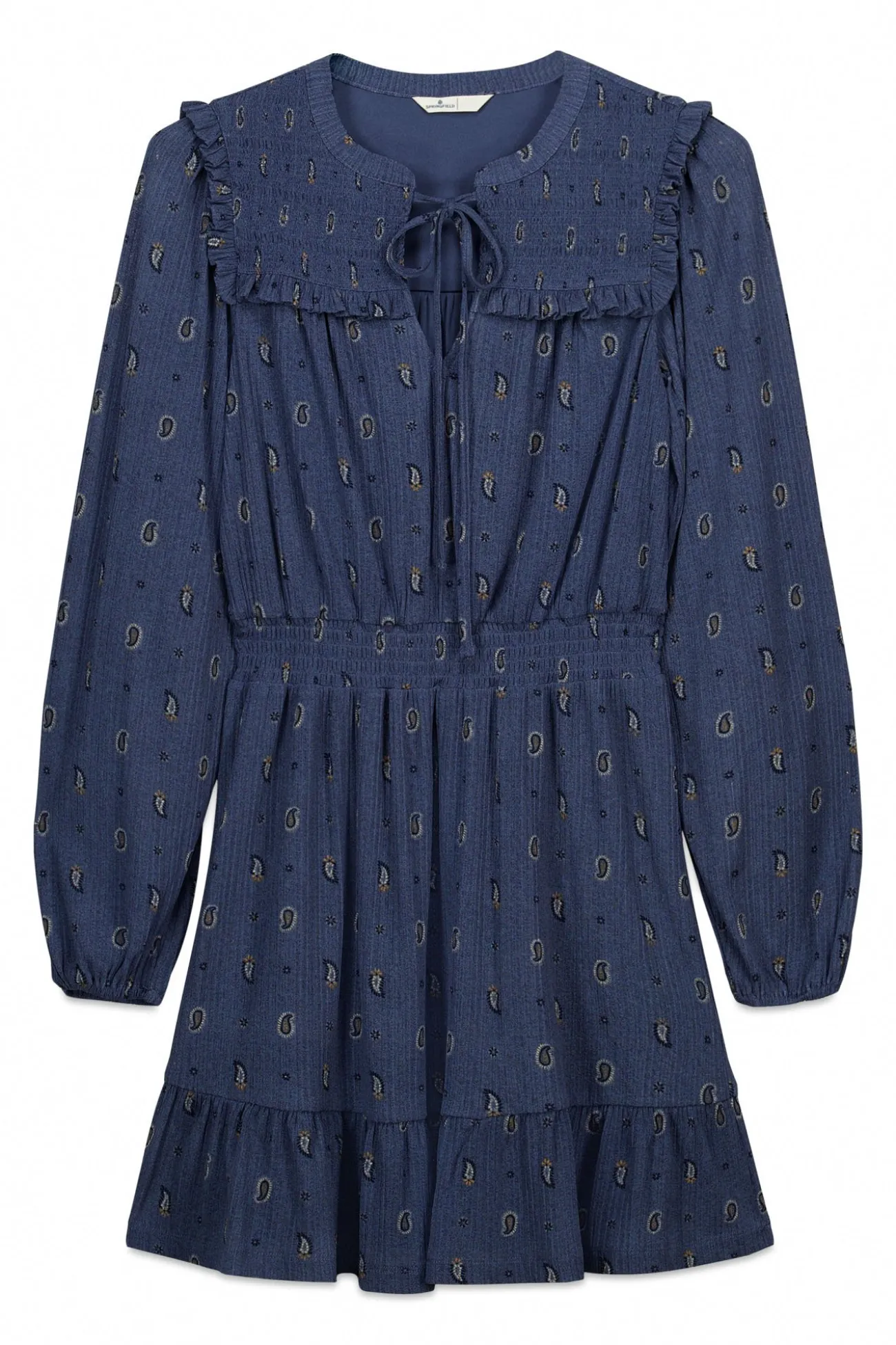 Robe courte à manches longues à volants