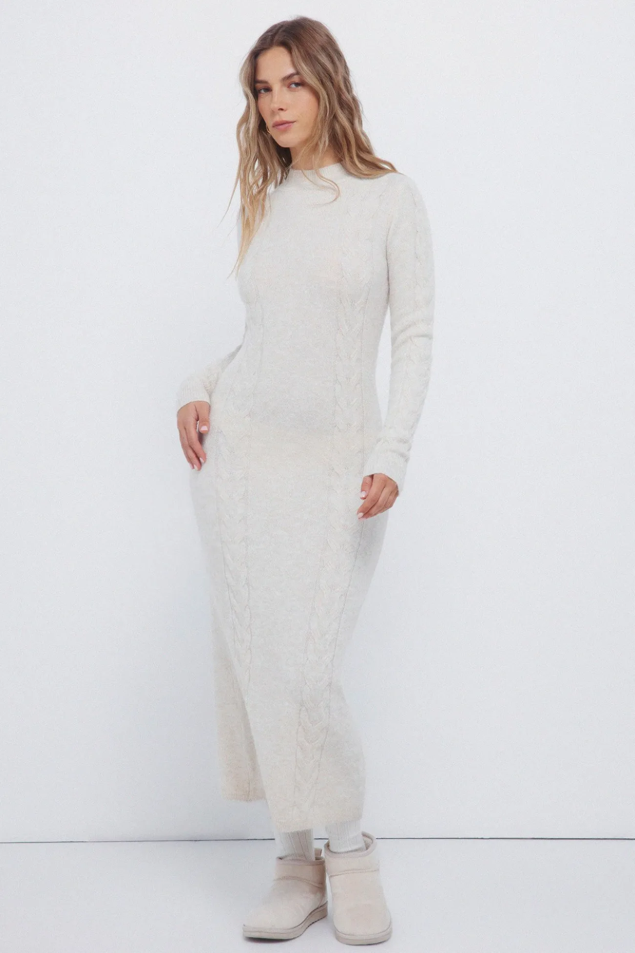 Robe en maille en maille torsadée